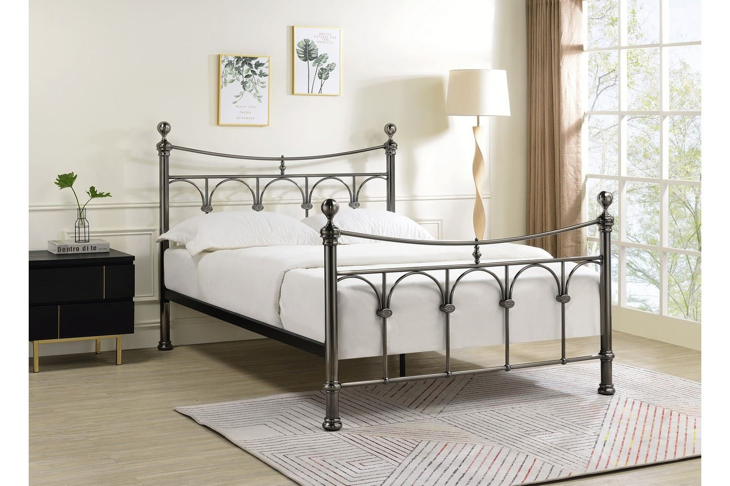 Gamma Bed Frame King Antique Nickel