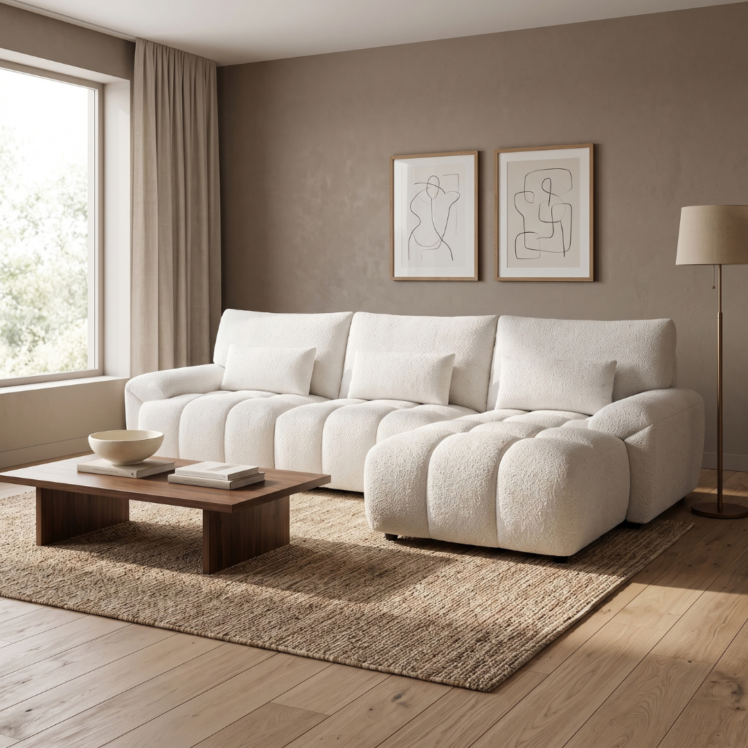 Poppy Sofa Cream Right Hand Facing Corner