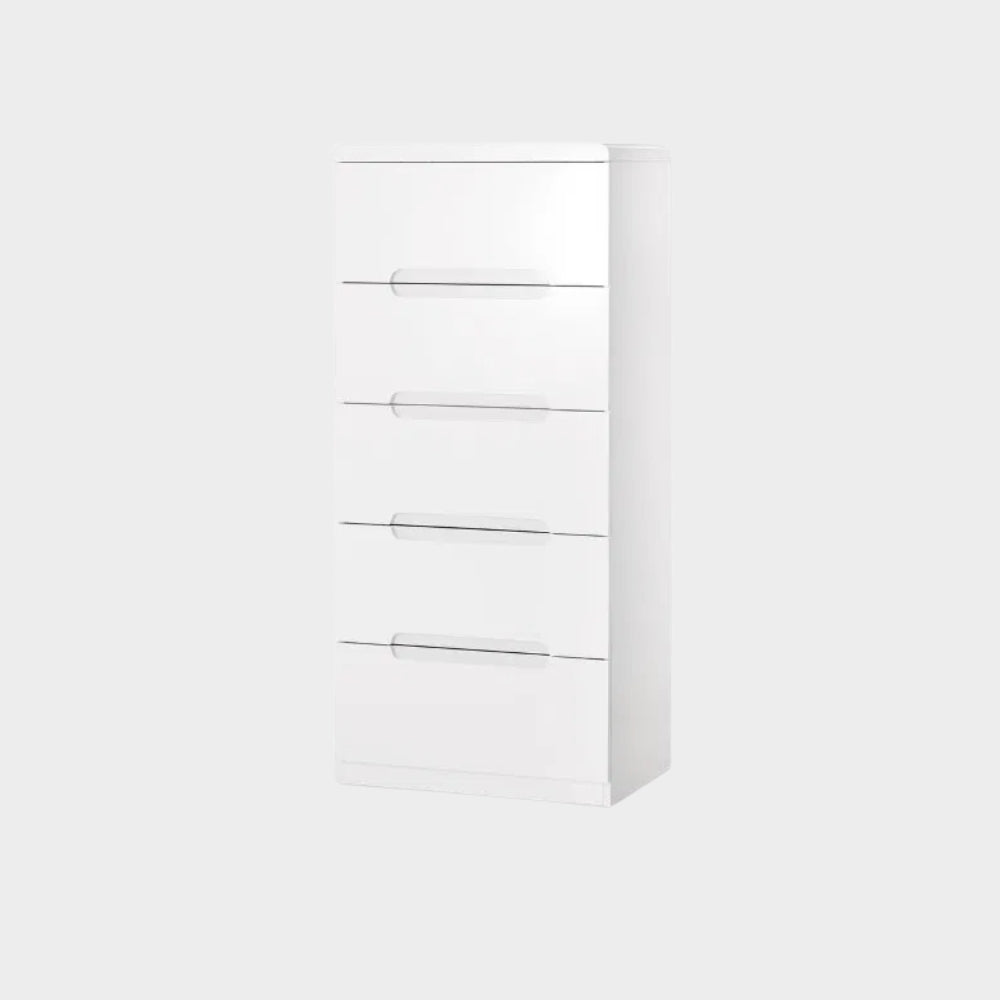 Manhattan Chest 5 Drawer High Gloss White