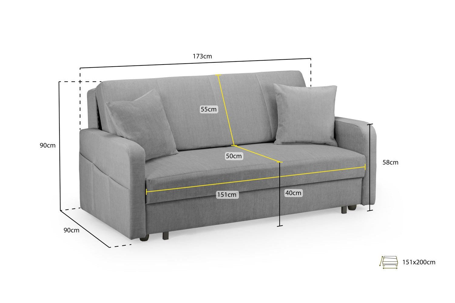 Penelope Sofabed Grey 3 Seater