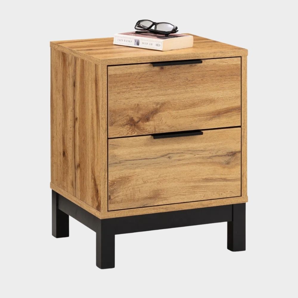 Bali Bedside 2 Drawer Oak