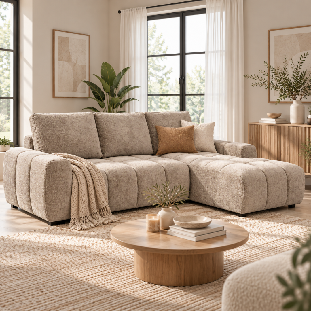 Lora Sofa Bed Beige Right Hand Facing Corner