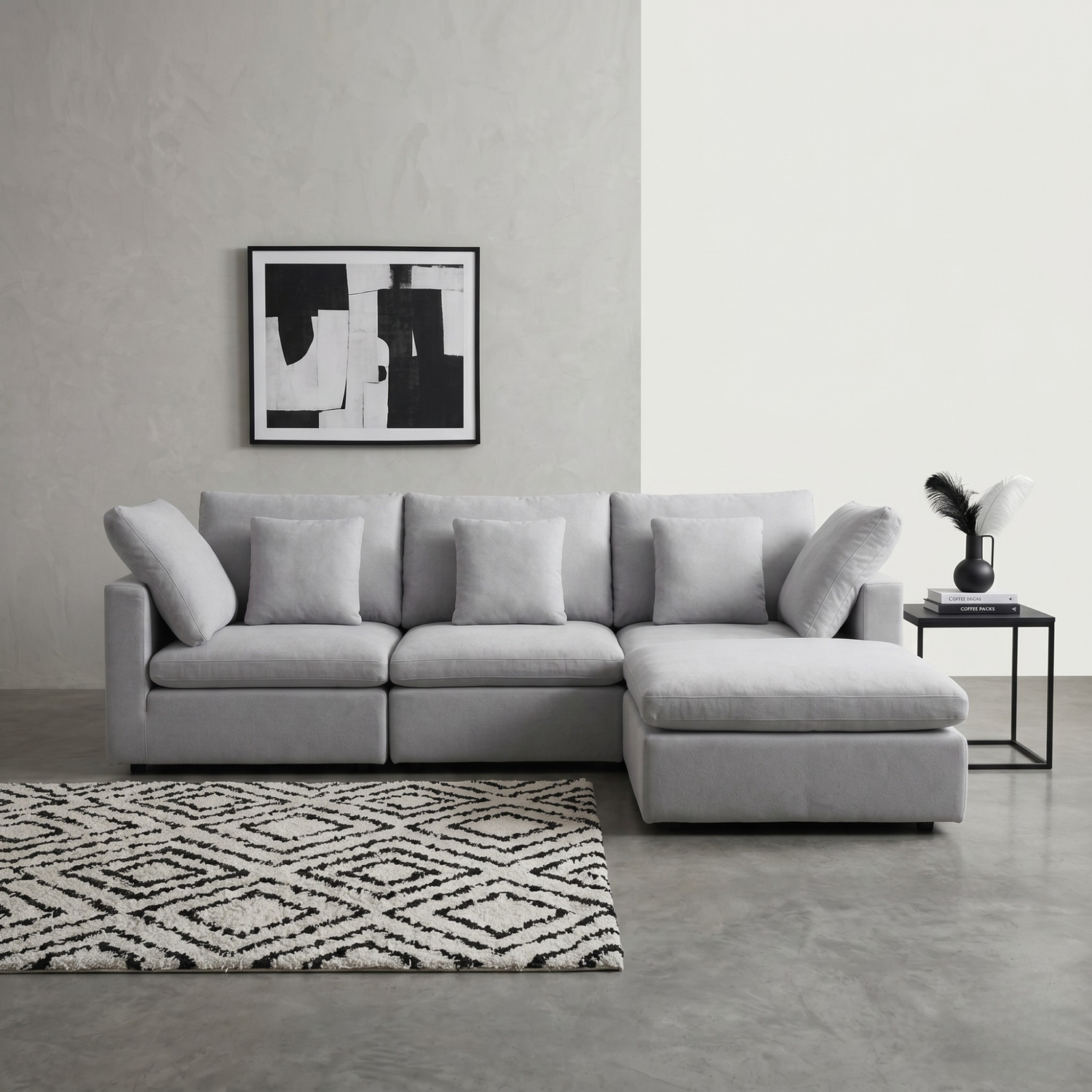 Lotus Feather Sofa Grey Modular Corner
