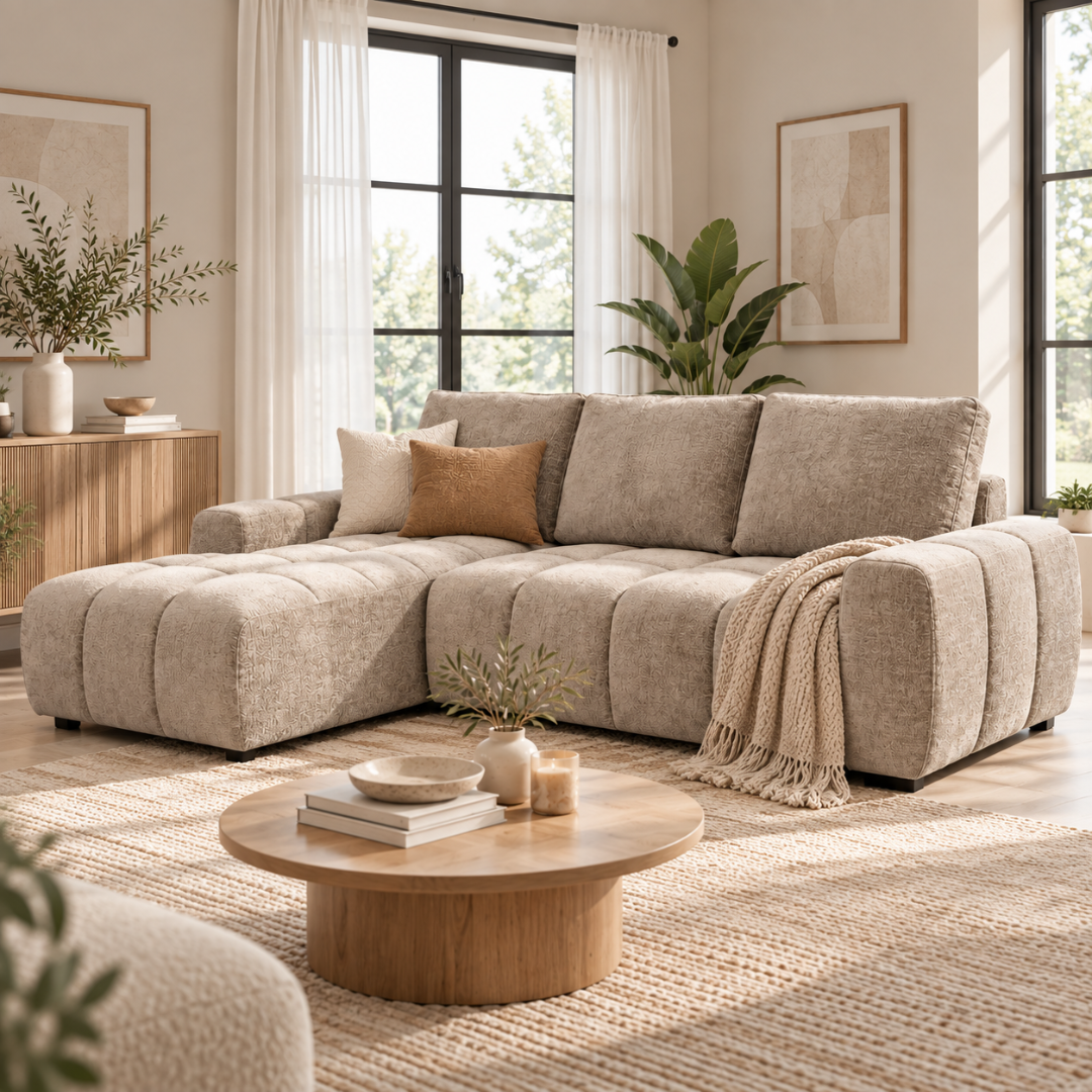 Lora Sofa Bed Beige Left Hand Facing Corner