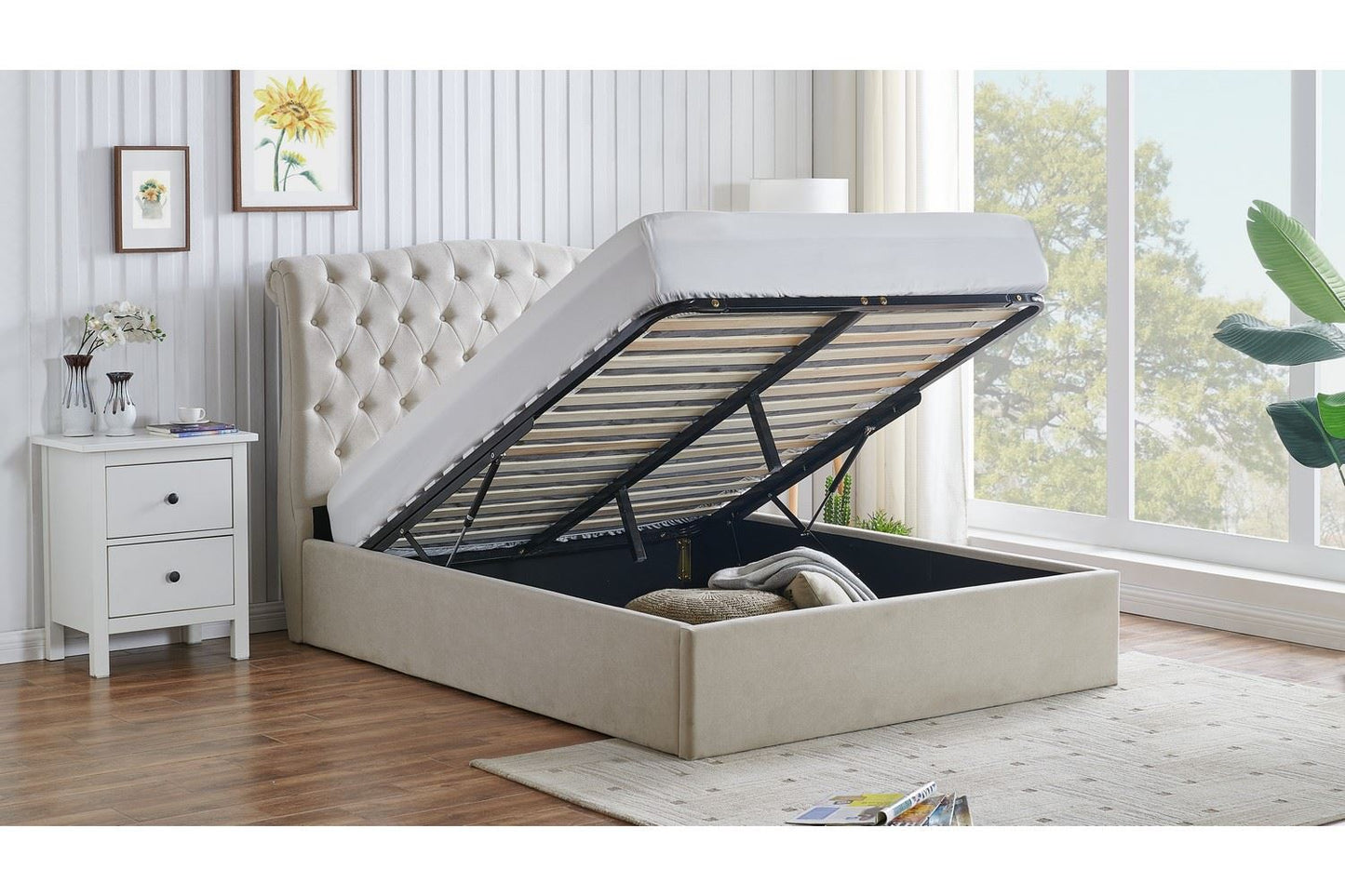 Rosa Storage Bed Frame Single Natural