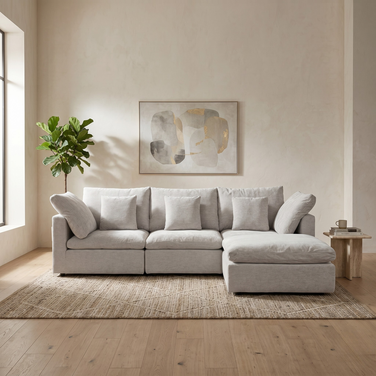 Lotus Feather Sofa Grey Modular Corner