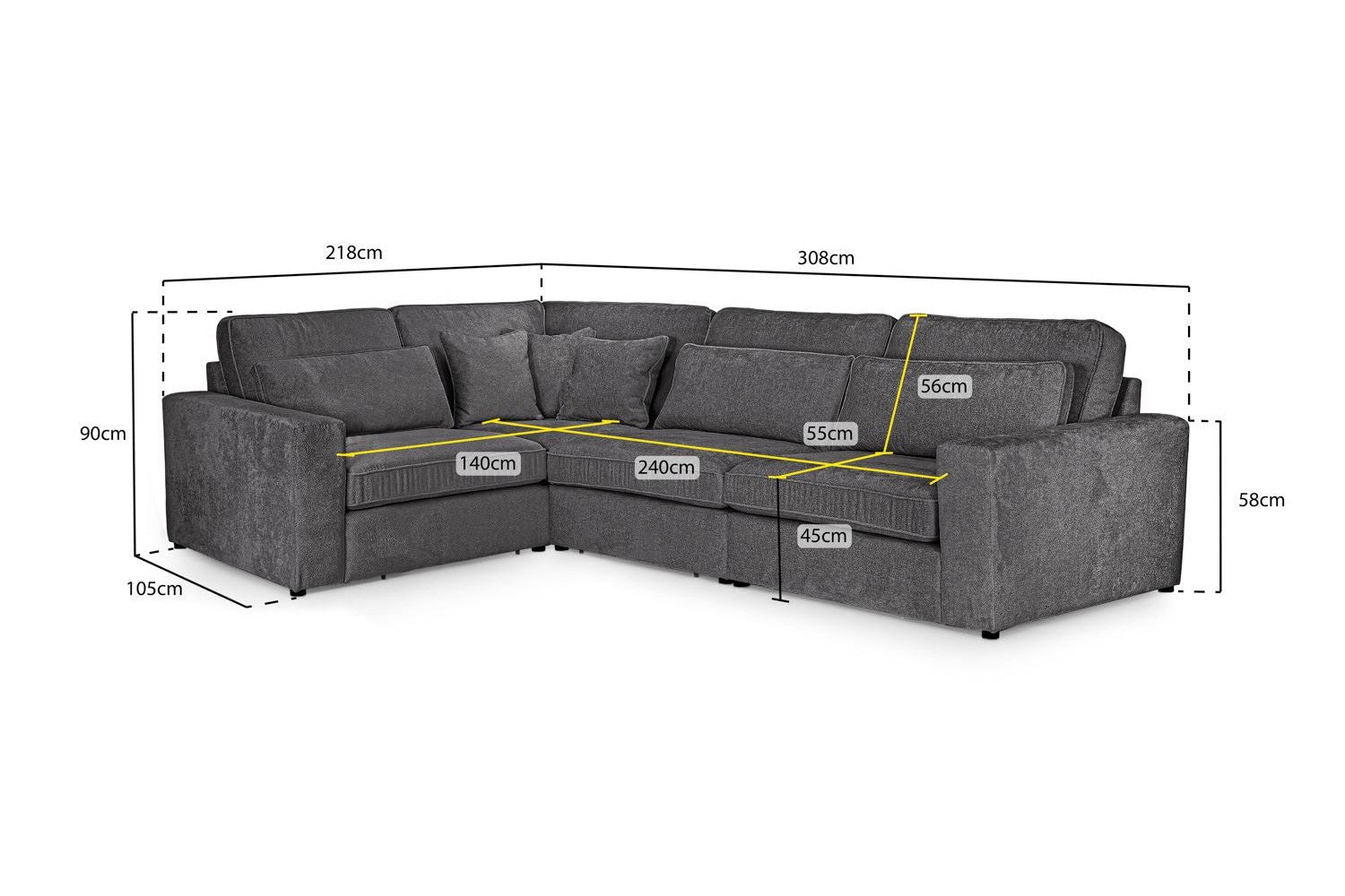 Kiana Modular Sofa Ivory Left Hand Facing Corner