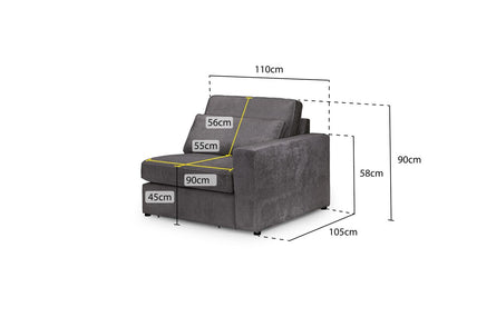 Kiana Modular Sofa Grey Right Hand Arm Piece