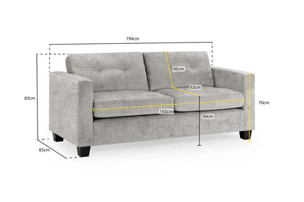 Jerry Sofa Grey Fabric 3 Seater