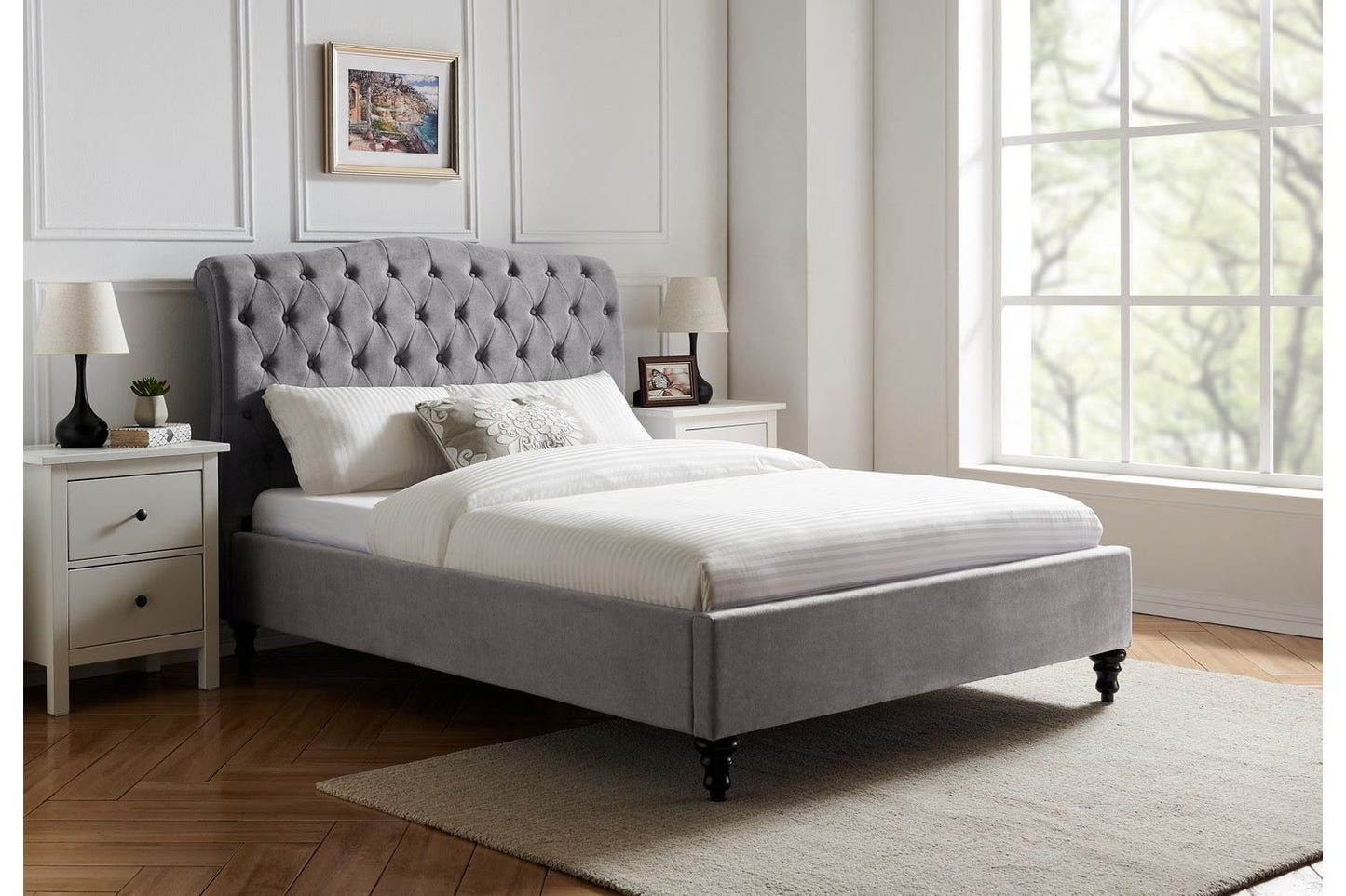 Rosa Bed Frame Single Light Grey