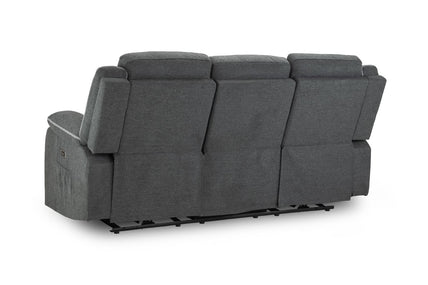 Harald Electric Recliner Sofa Grey Fabric 3 Seater