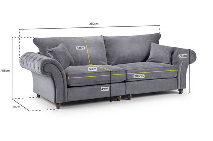 Windsor Fullback Sofa Grey 4 Seater