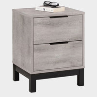 Bali Bedside 2 Drawer Grey Oak