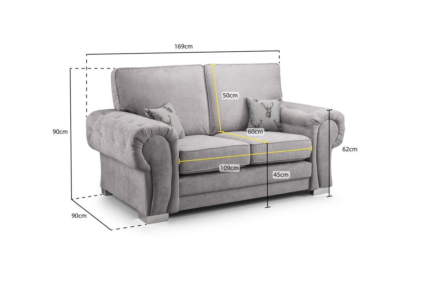 Verona Fullback Sofa Grey 2 Seater