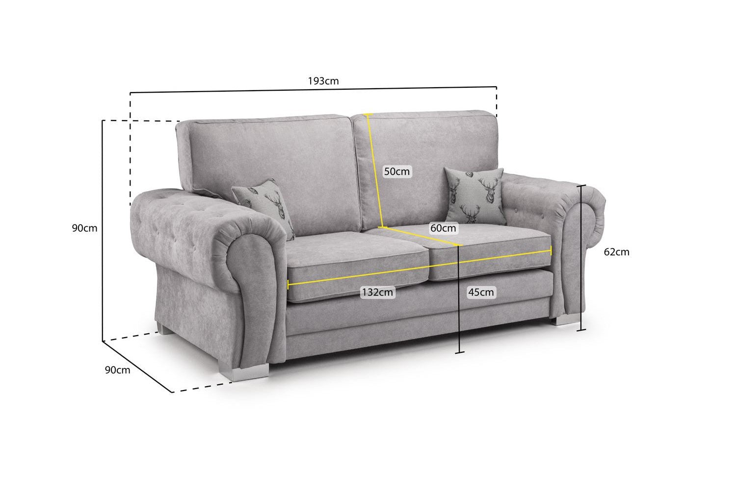 Verona Fullback Sofa Grey 3 Seater