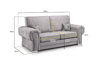 Verona Fullback Sofa Grey 3 Seater