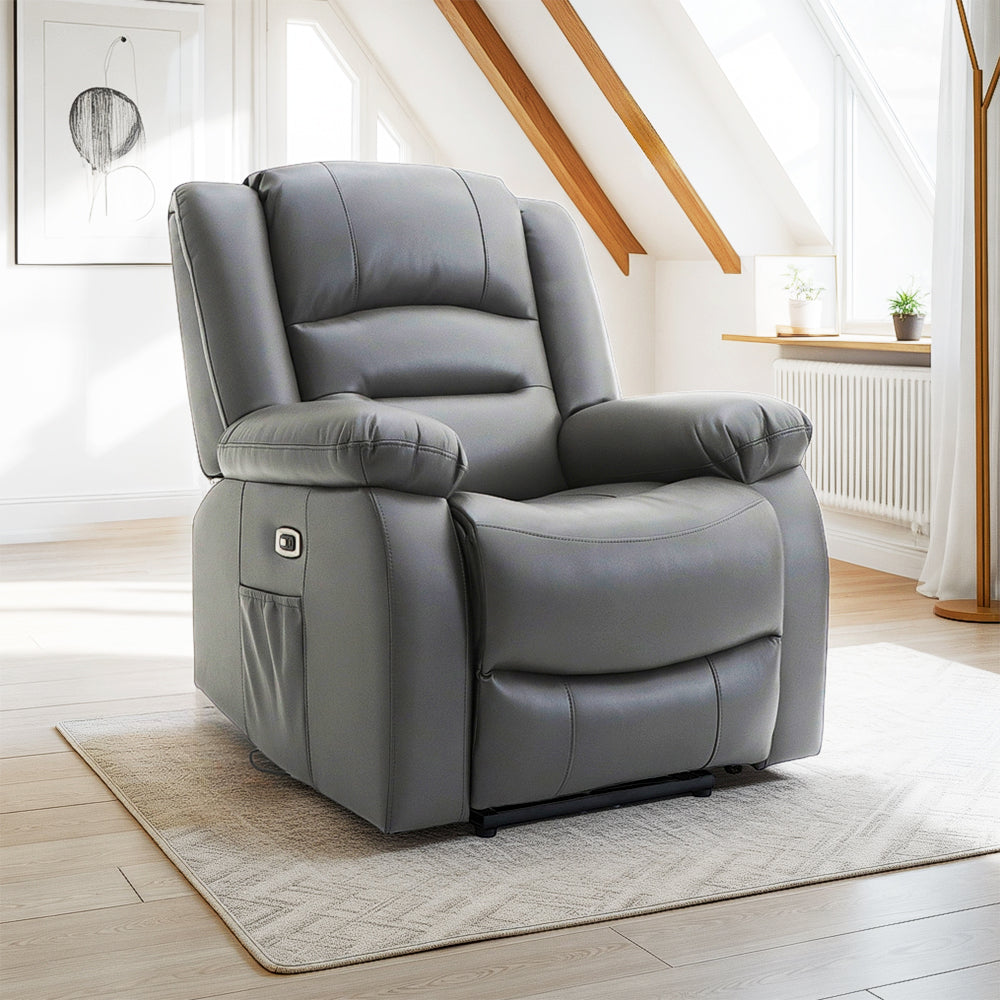 Alva Electric Recliner Sofa Grey Armchair 