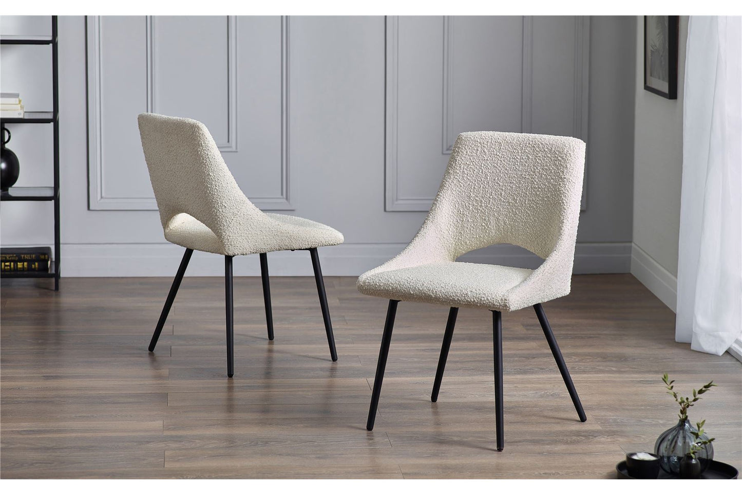 Apis Set Of 2 Dining Chairs Boucle Ivory