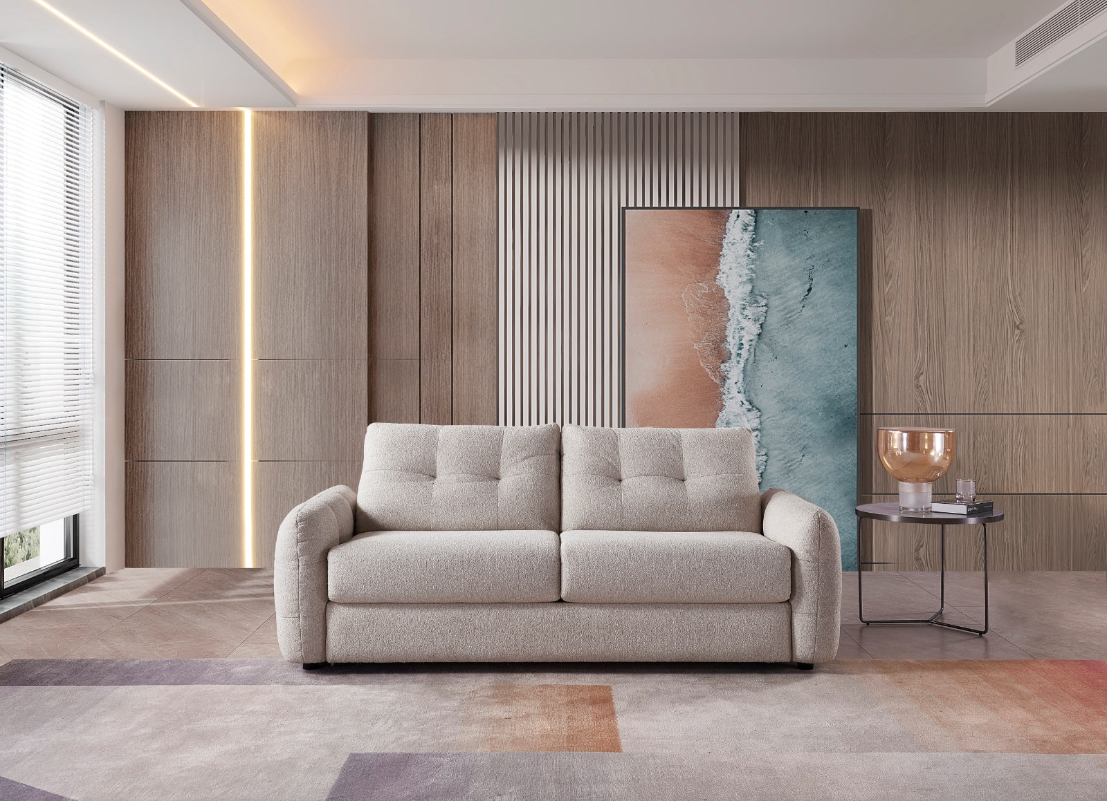 Athens Sofa Bed Beige 3 Seater