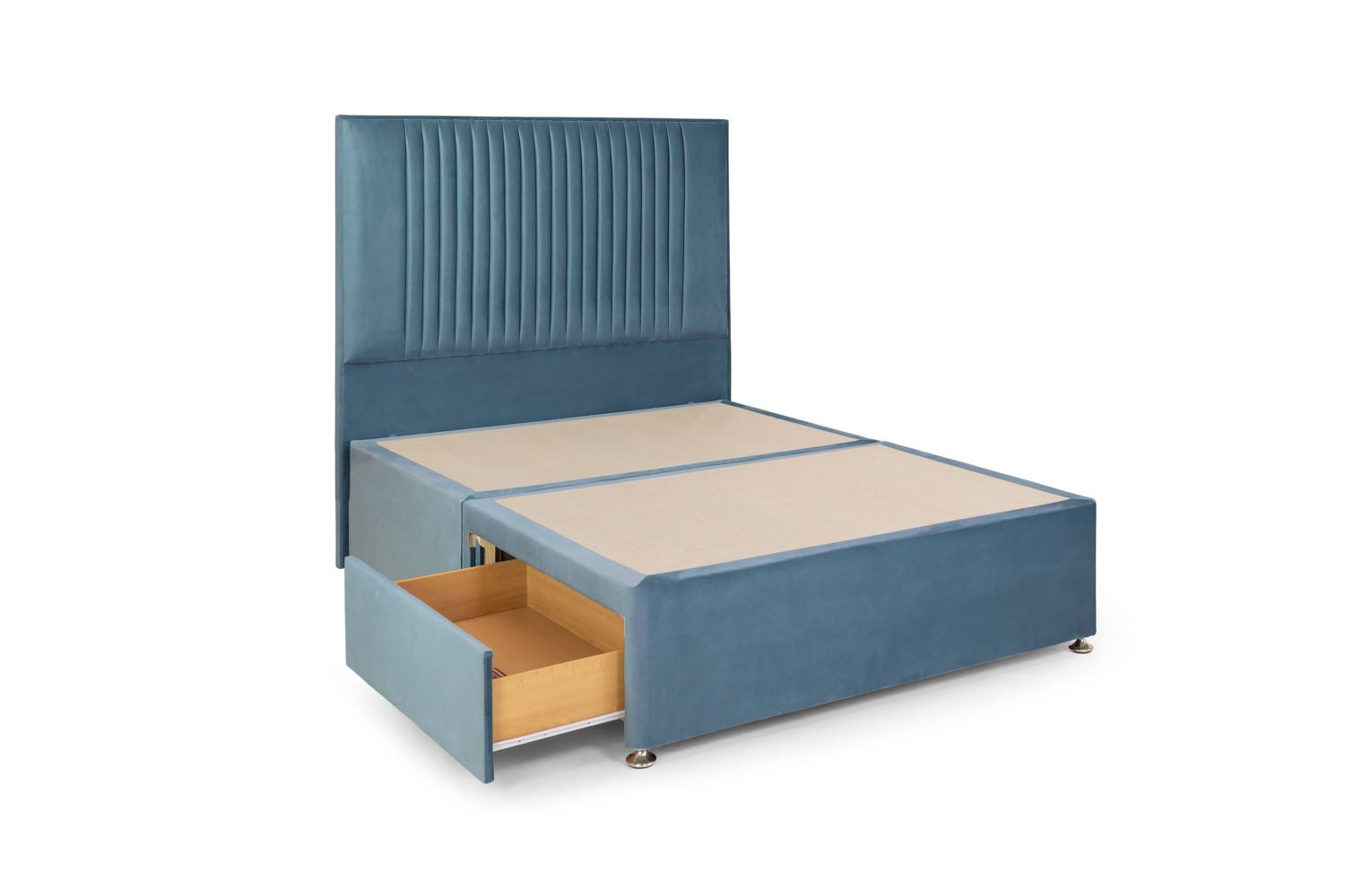 Bea 2 Drawer Bed Double Plush Teal 2 Drawers