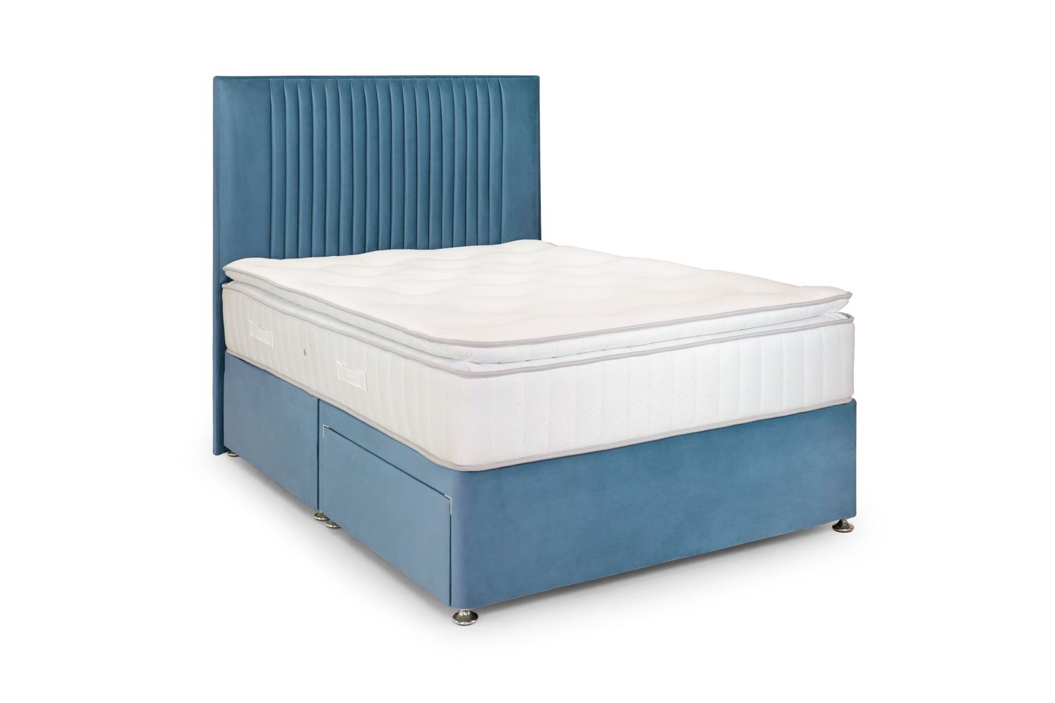 Bea 2 Drawer Bed Double Plush Teal 2 Drawers