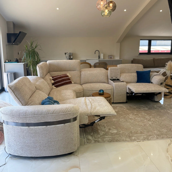 Bicester Electric Recliner Sofa Beige Large Corner