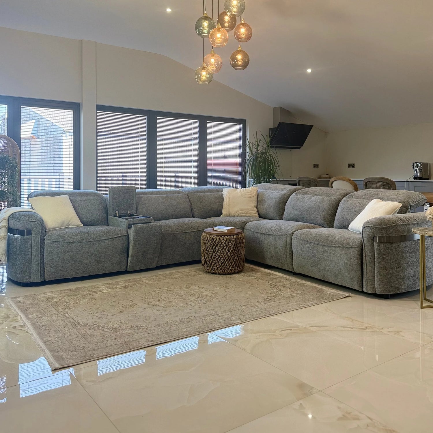 Bicester Electric Recliner Sofa Grey Large Corner