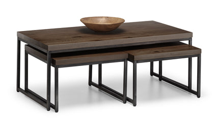 Britta Nesting Coffee Tables Dark Oak & Metal
