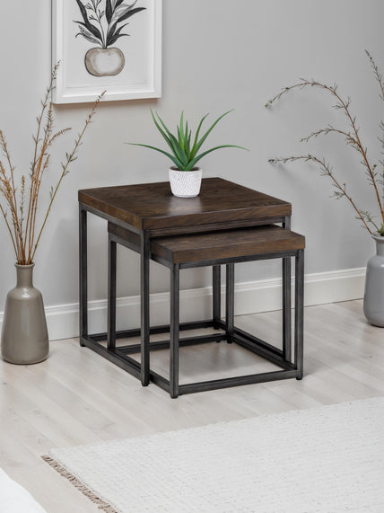 Britta Nesting Lamp Tables Dark Oak & Metal