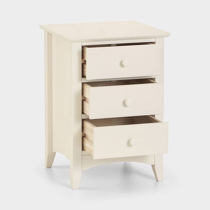 Cabana 3 Drawer Bedside Stone White