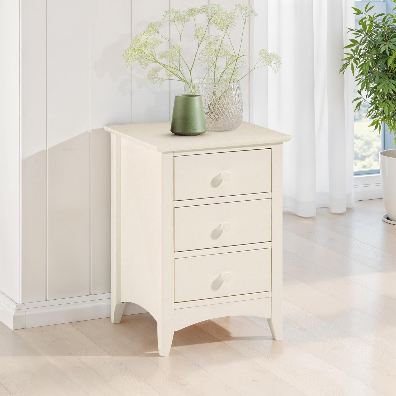 Cabana 3 Drawer Bedside Stone White