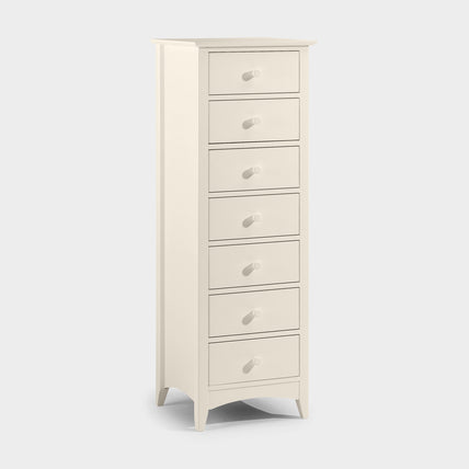 Cabana 7 Drawer Narrow Chest Stone White