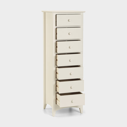 Cabana 7 Drawer Narrow Chest Stone White
