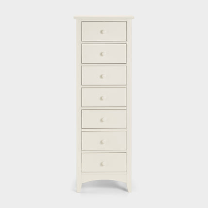 Cabana 7 Drawer Narrow Chest Stone White