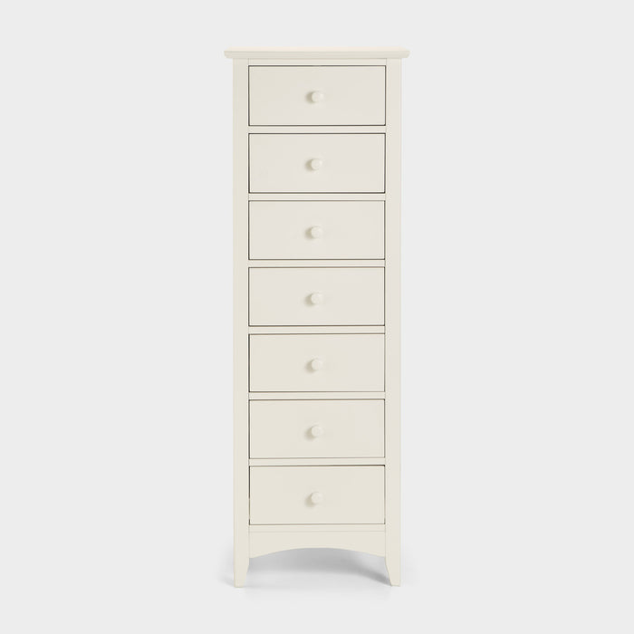 Cabana 7 Drawer Narrow Chest Stone White