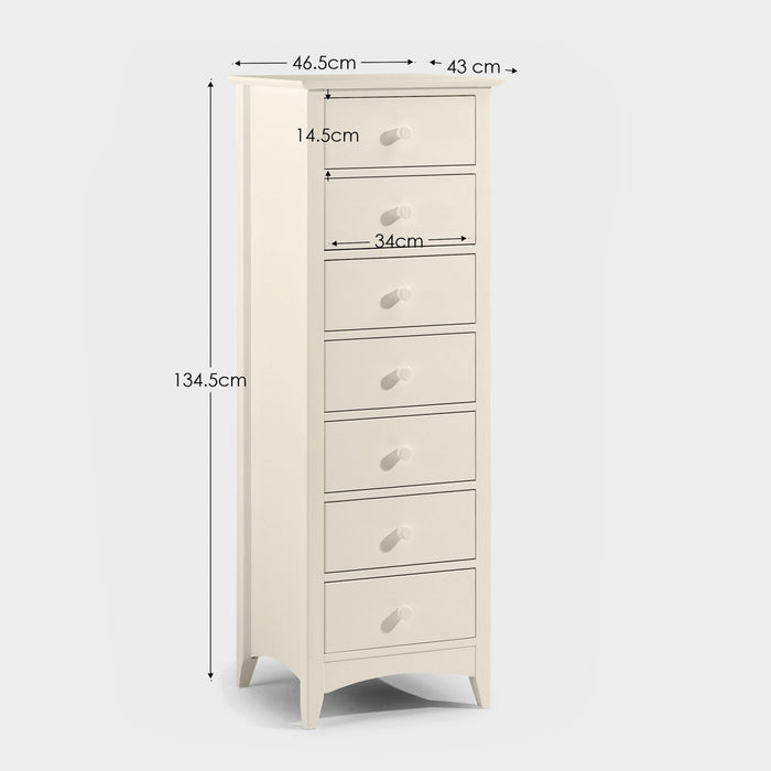 Cabana 7 Drawer Narrow Chest Stone White