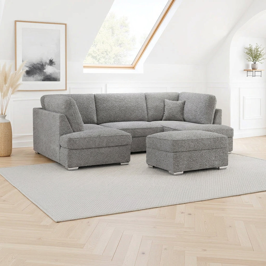 Carnaby Sofa Boucle Grey U Shape Corner