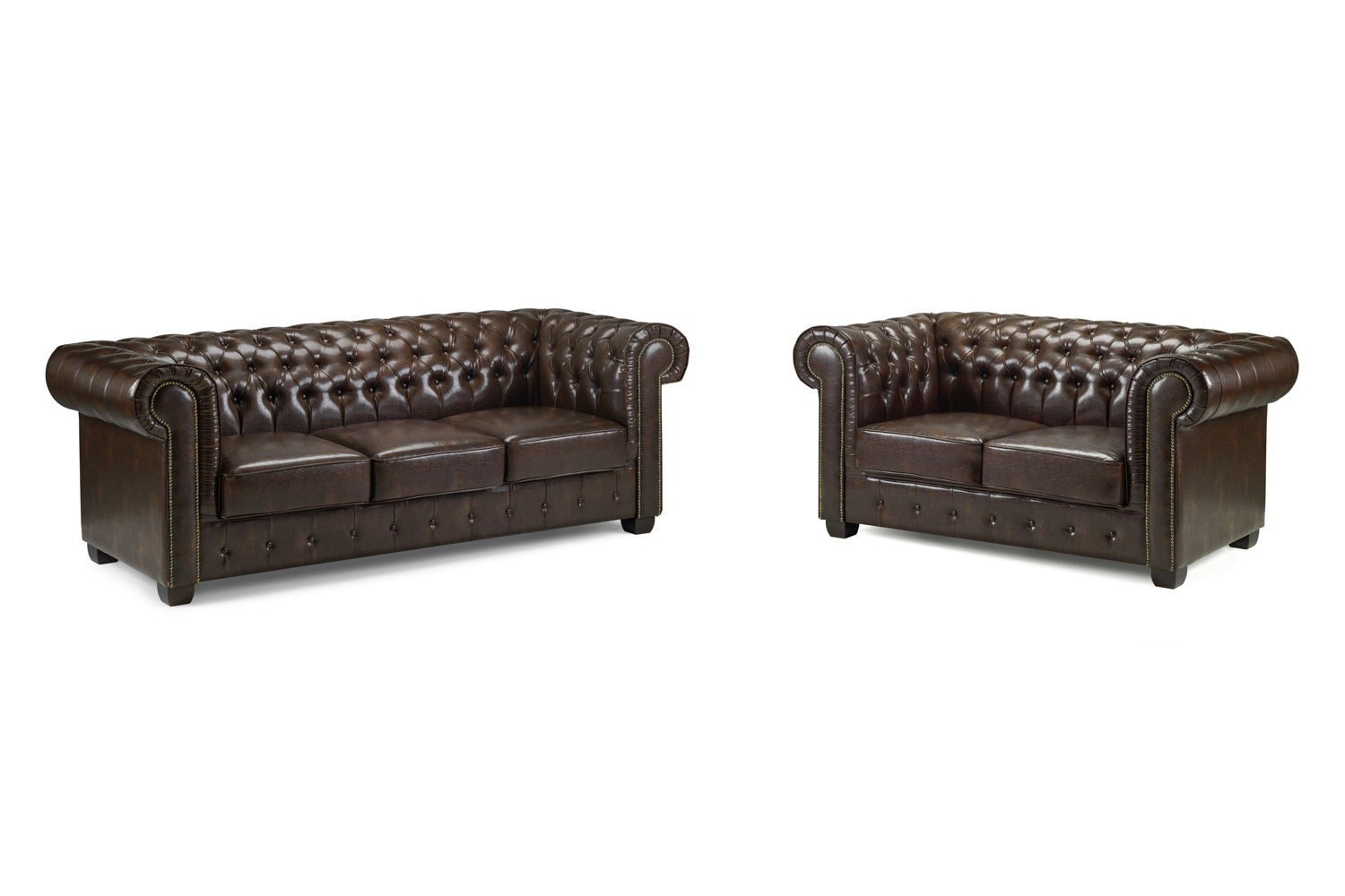 Chesterfield Sofa Antique Brown 3+2 Set