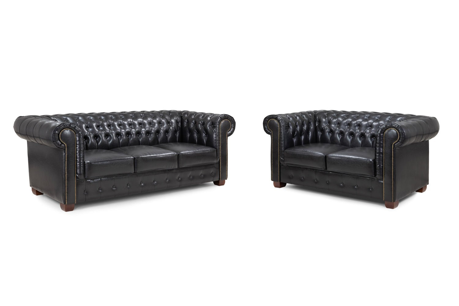 Chesterfield Sofa Black 3+2 Set