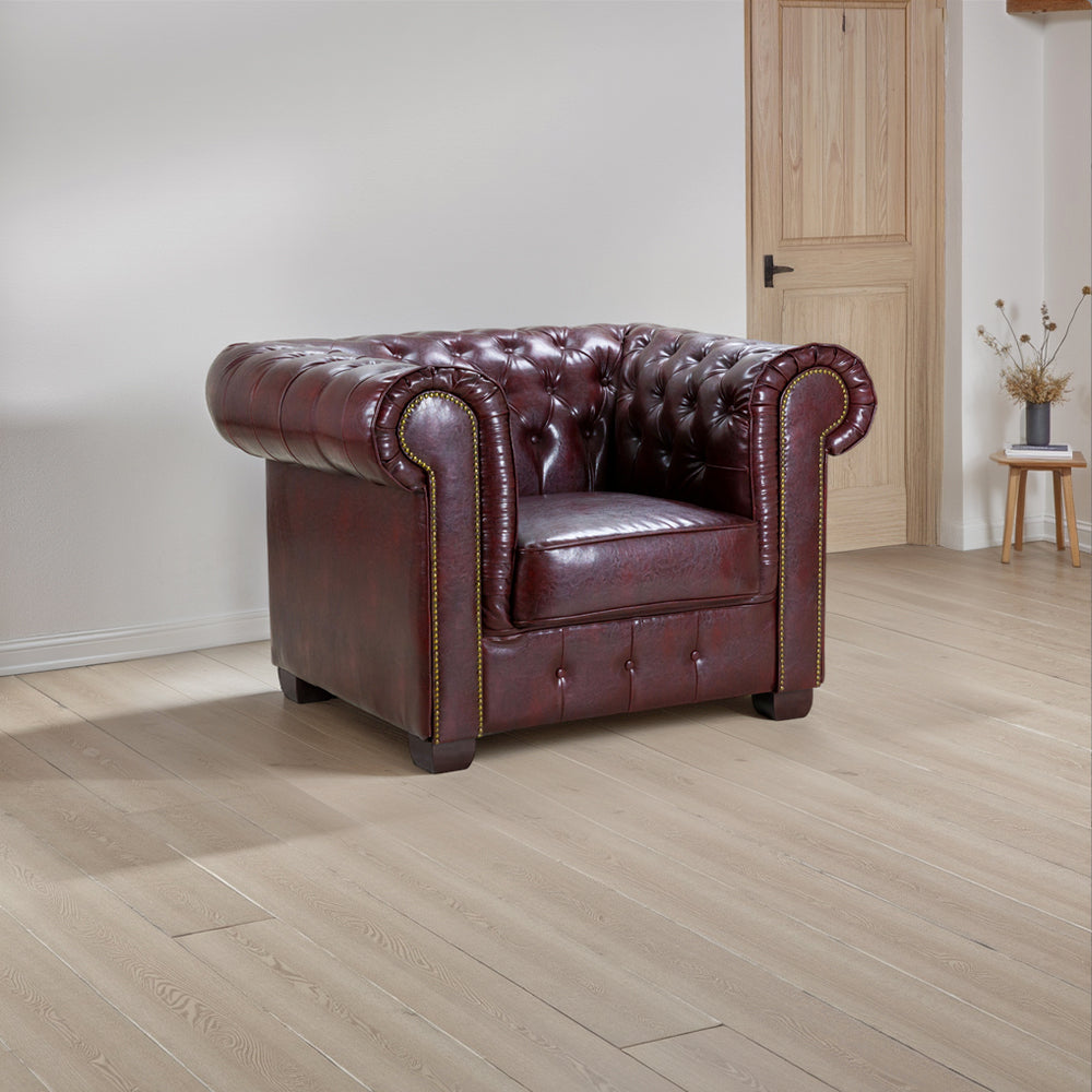 Chesterfield Sofa Oxblood Red Armchair