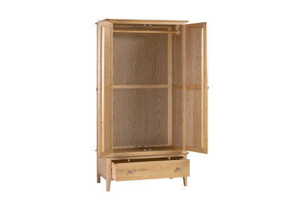 Cole Wardrobe Oak 2 Door 1 Drawer