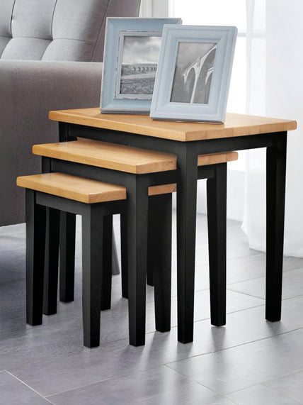 Coral Nesting Side Tables Black and Oak