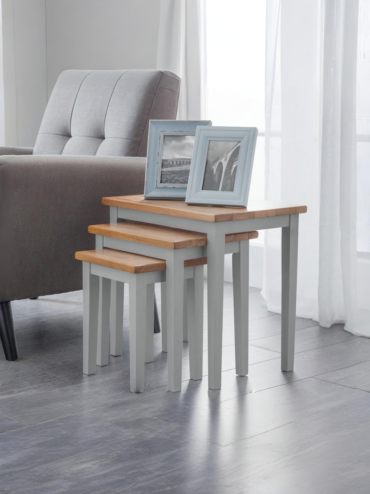 Coral Nesting Side Tables Grey & Oak