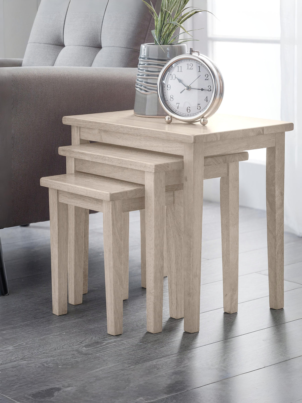 Coral Nesting Side Tables White Wash