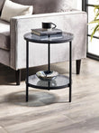 Cypress Circular Lamp Table With Shelf Smoked Glass/Black