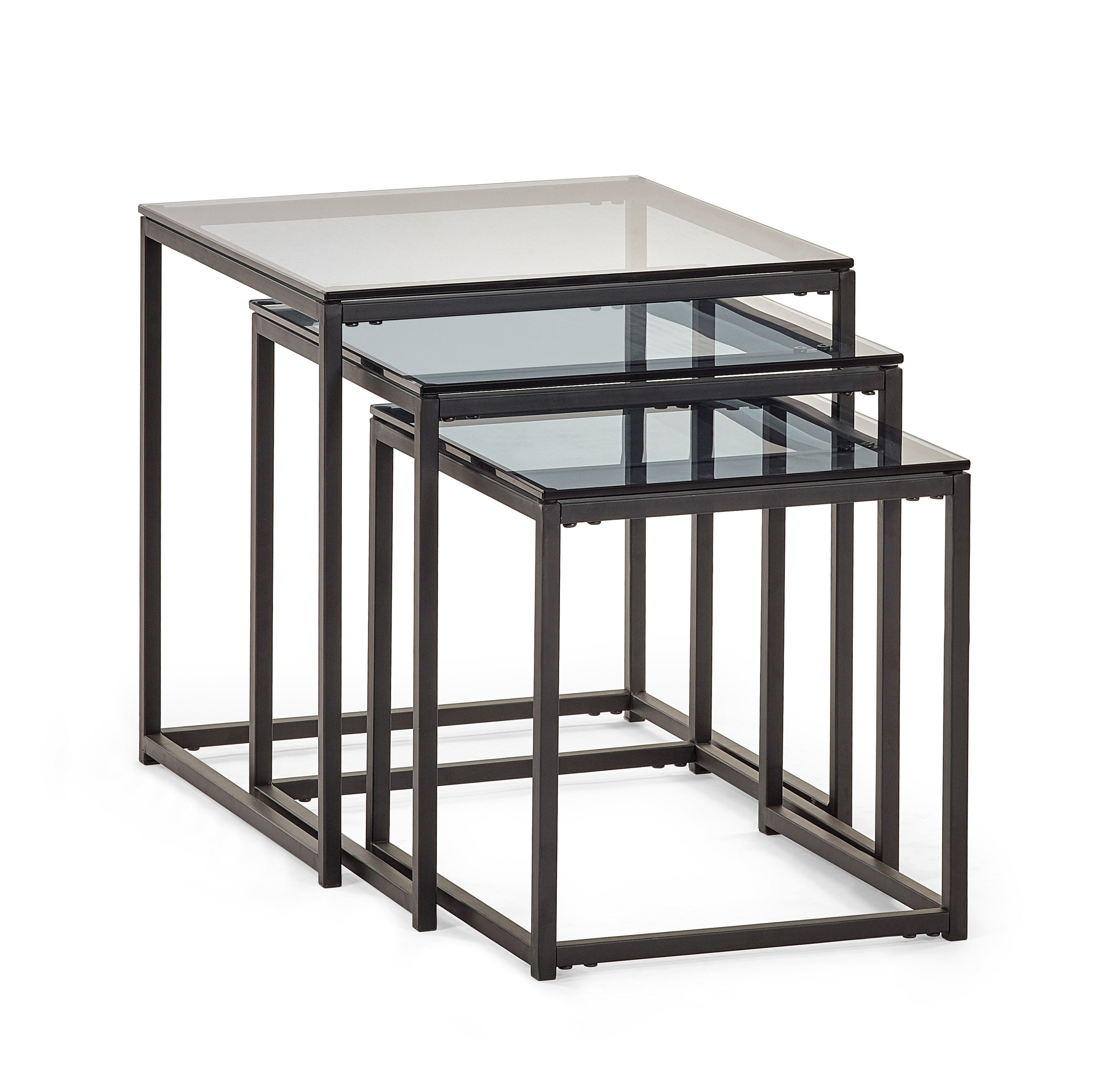 Cypress Nest Of 3 Tables Smoked Glass/Black