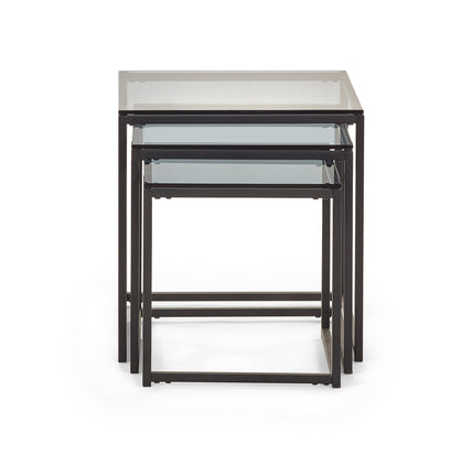 Cypress Nest Of 3 Tables Smoked Glass/Black