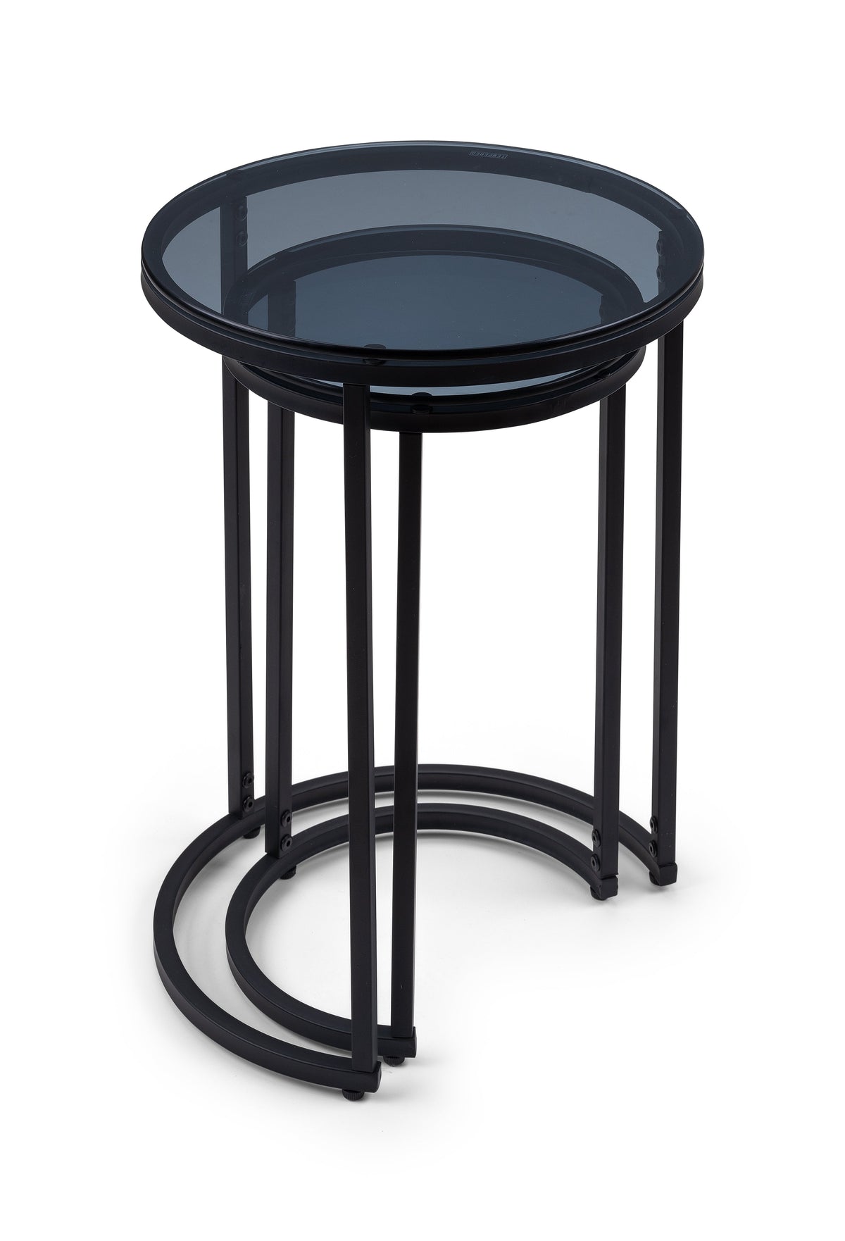 Cypress Round Nesting Side Tables Smoked Glass/Black