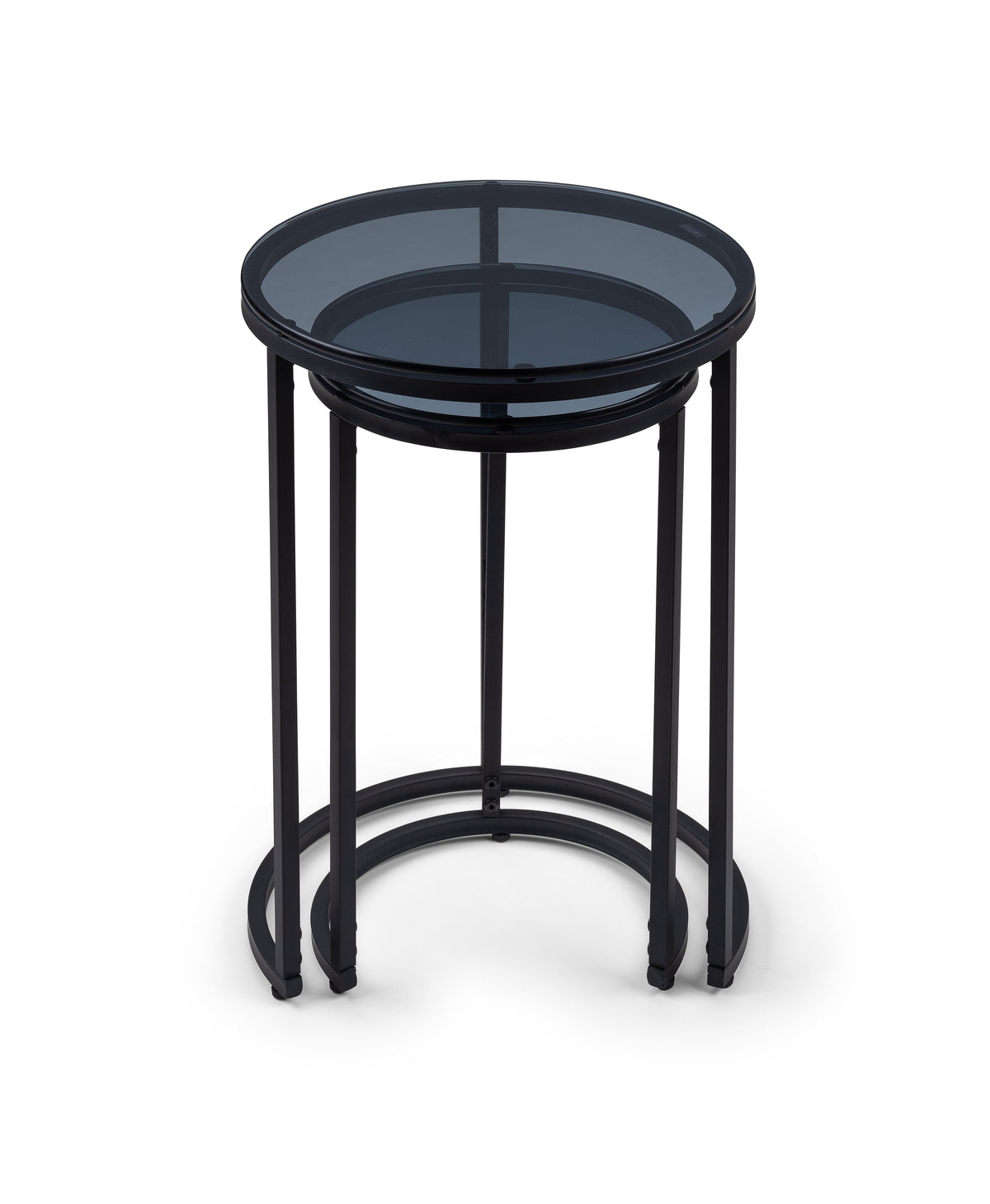 Cypress Round Nesting Side Tables Smoked Glass/Black