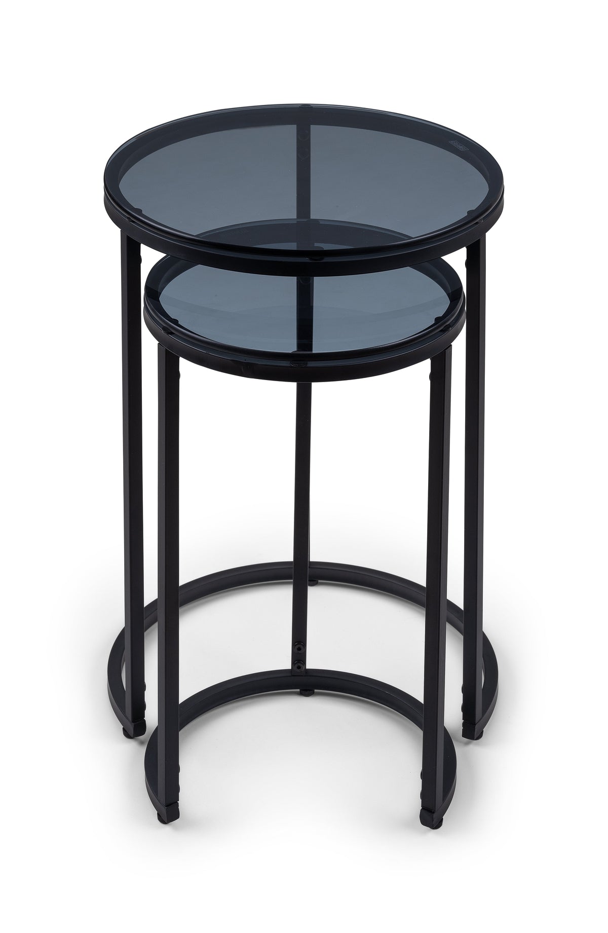 Cypress Round Nesting Side Tables Smoked Glass/Black